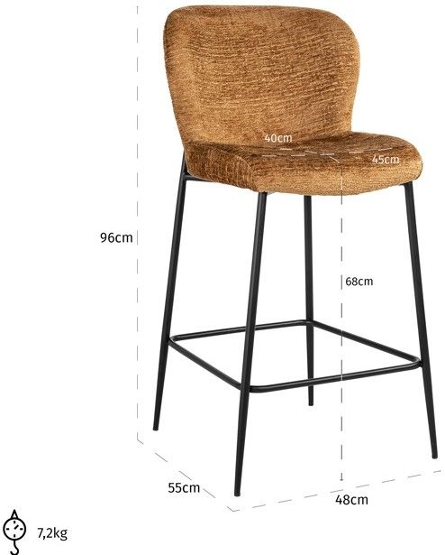 Barstoel S4712 Cognac Fusion Darby B49 x D54 x H96 cm