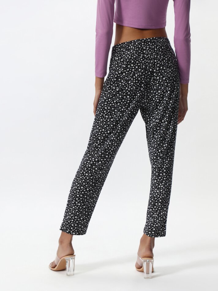 Calças fluidas com amarração - Heather Black