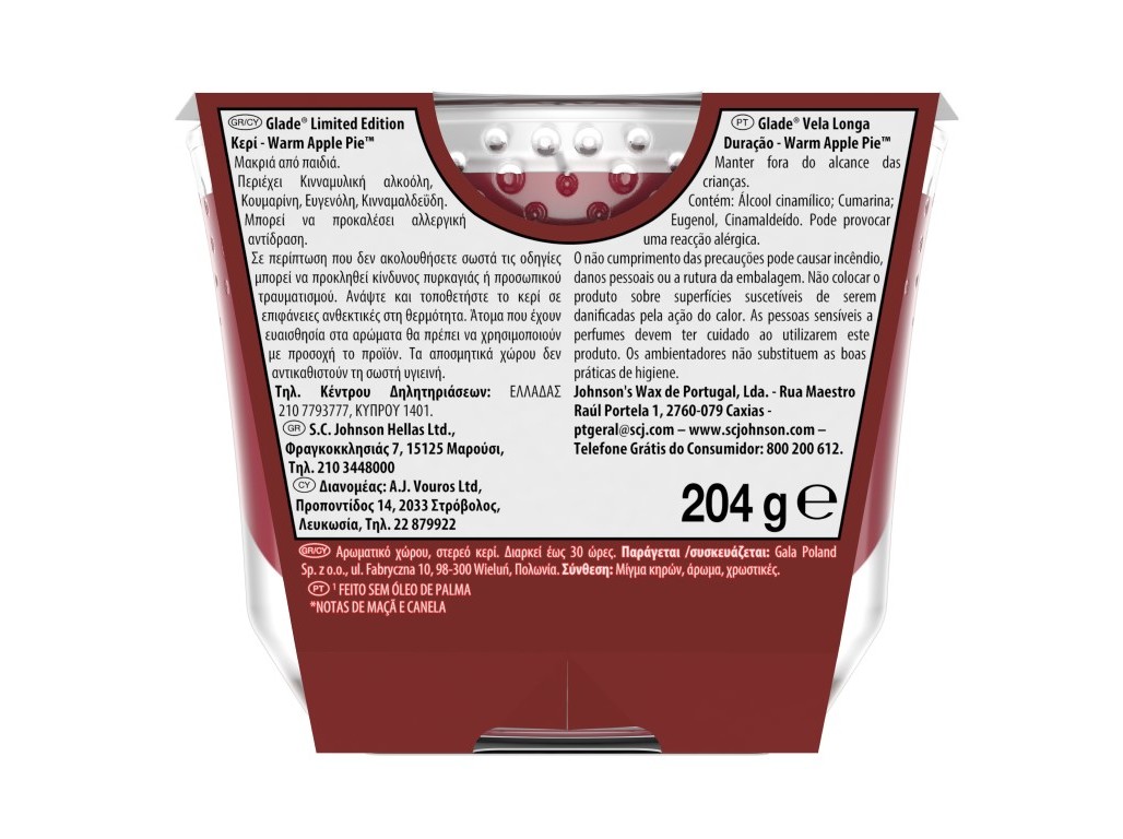 VELA LONGA DURAÇÃO GLADE WINTER WARM APPLE PIE 204G