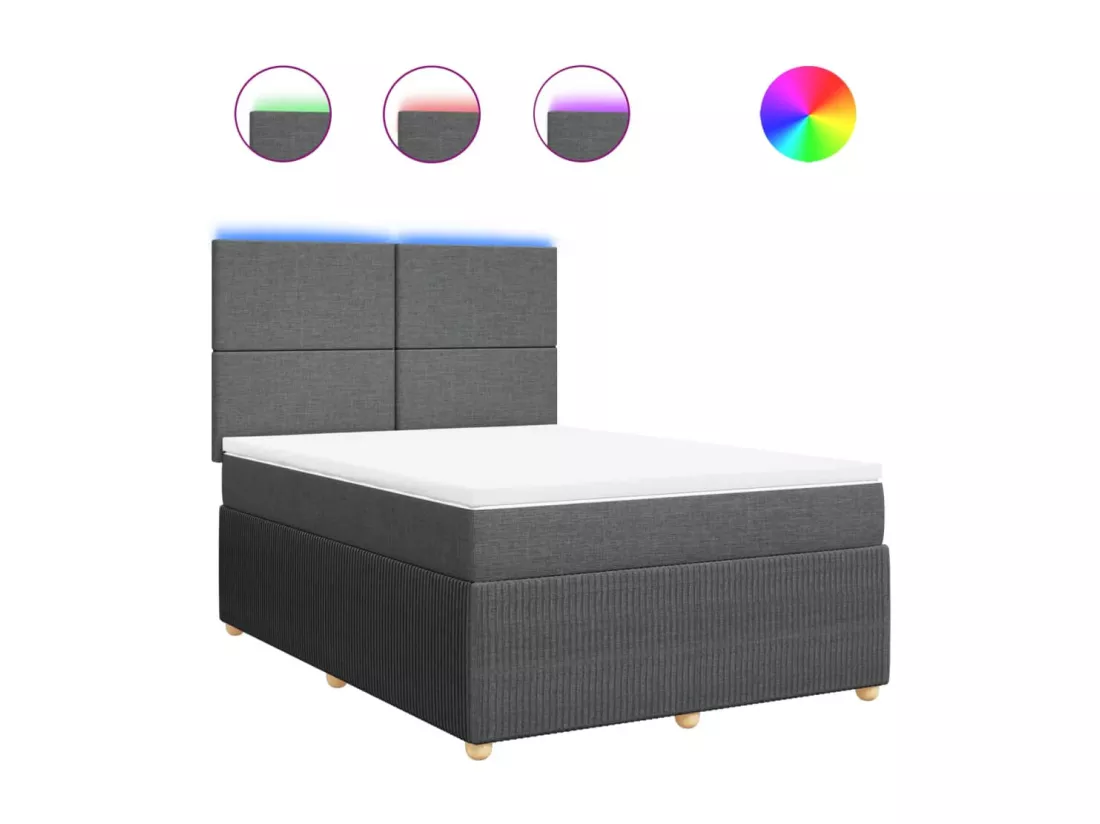 Sommier à lattes de lit avec matelas Gris foncé 140x190cm Tissu