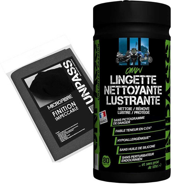 Unpass - OMW - Lingette nettoyante lustrante + microfibre en sachet