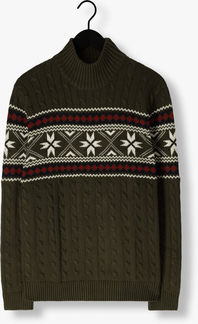 SELECTED HOMME donkergroene selected homme coltrui slhflake ls knit cable high ne