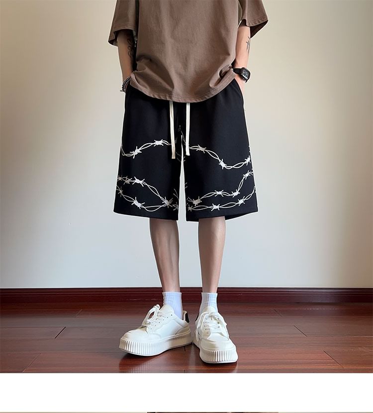 Breeson - Wijde shorts met trekkoord in de taille en doornprint