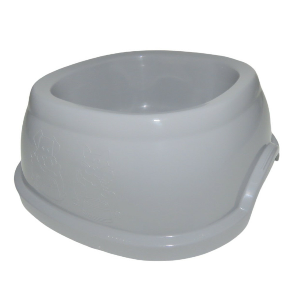 Ecuelle carrée 600 ml, gris en plastique, pour chat et chien