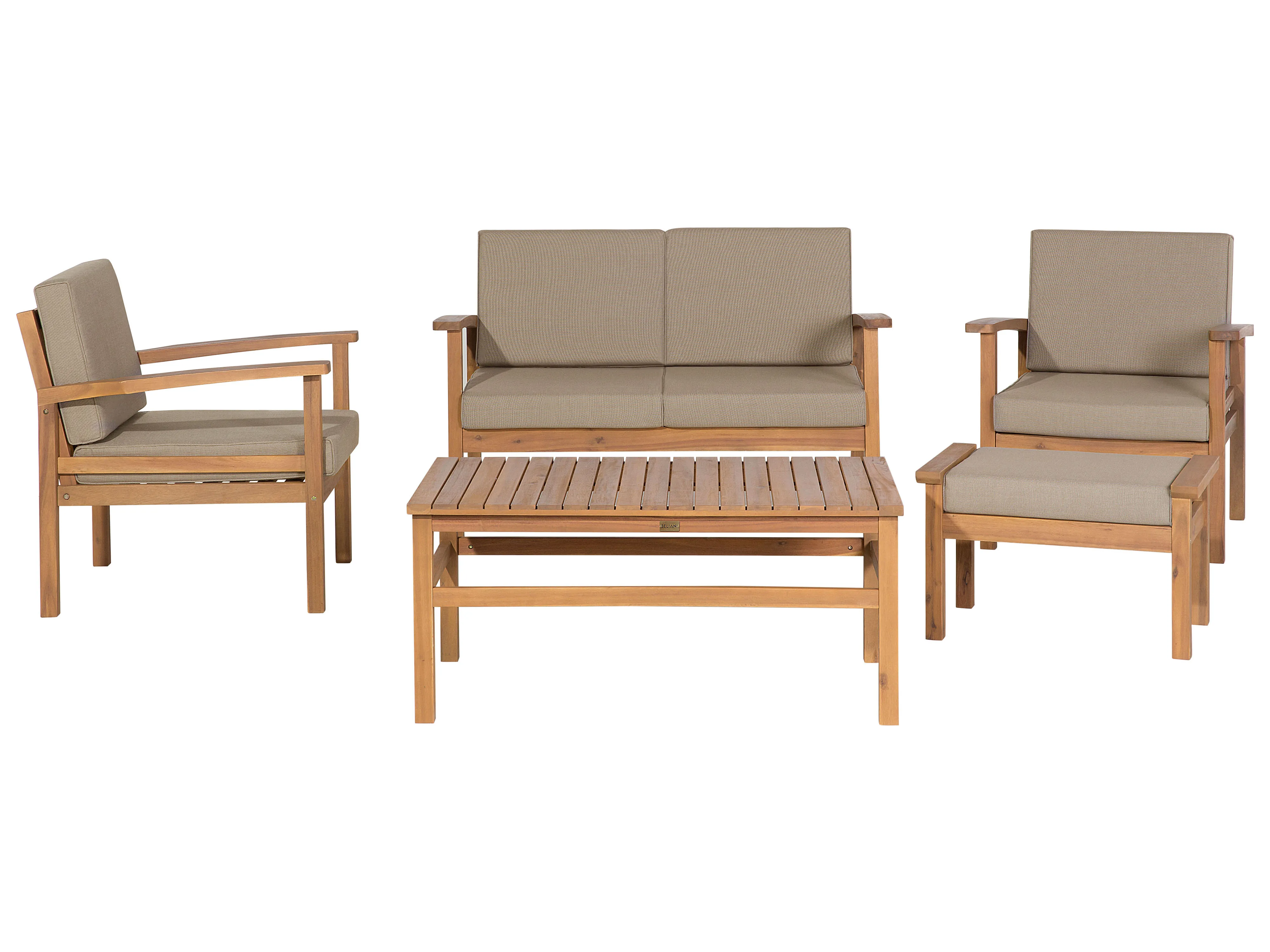 Loungeset met tafel en ottomaan 4-zits MANILA Acaciahout Lichtbruin