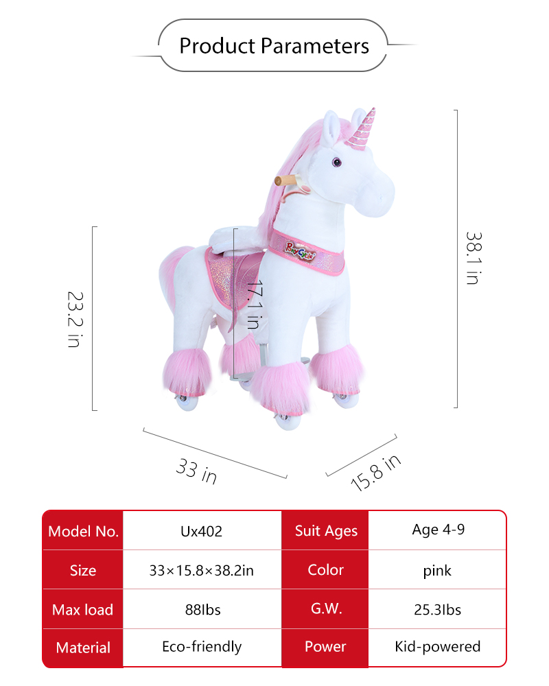 Licorne rose à monter grand modèle pour 4 à 9 ans