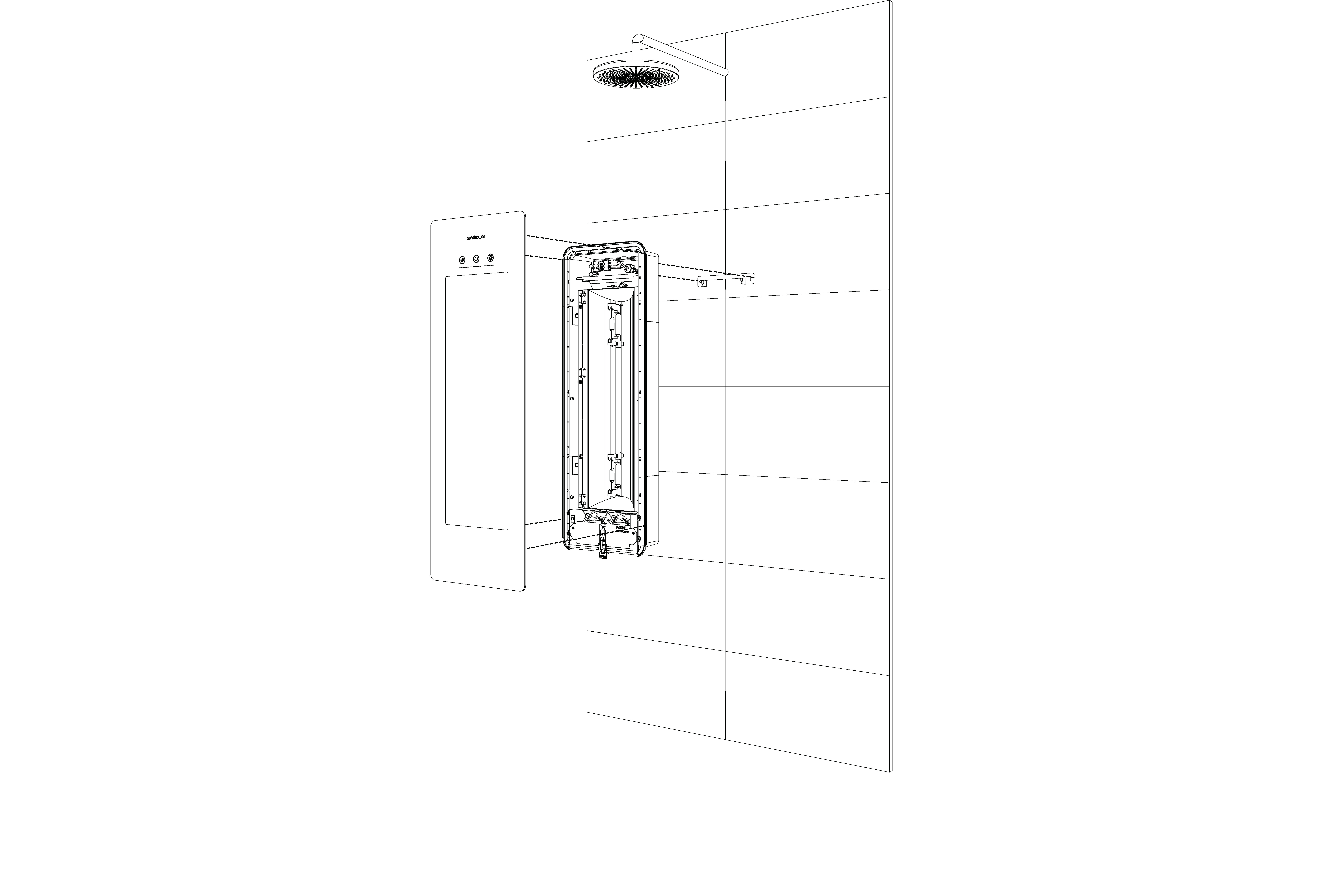 Sunshower Round Plus Small Sand White infraroodlamp en UV 33x95x10cm opbouw