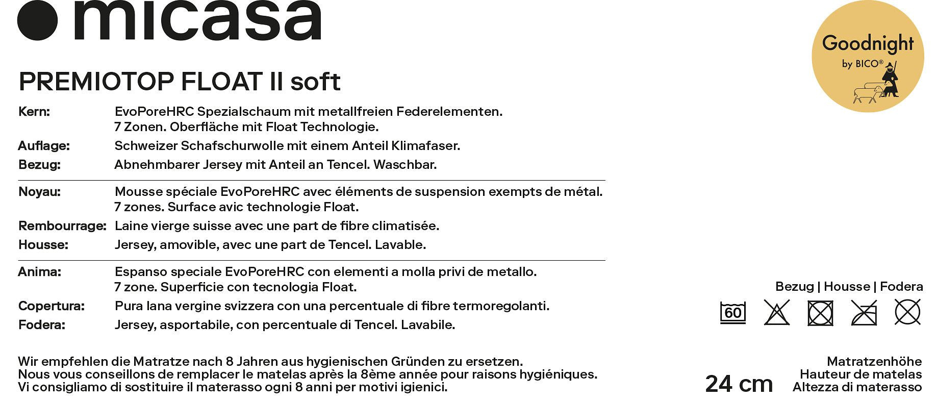 bico PREMIOTOP FLOAT II soft Matratze - 200.0 cm x 160.0 cm