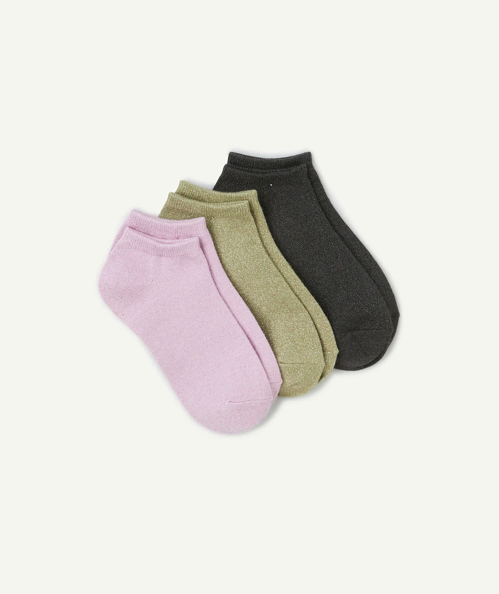 lot de 3 paires de chaussettes fille en coton bio pailletées