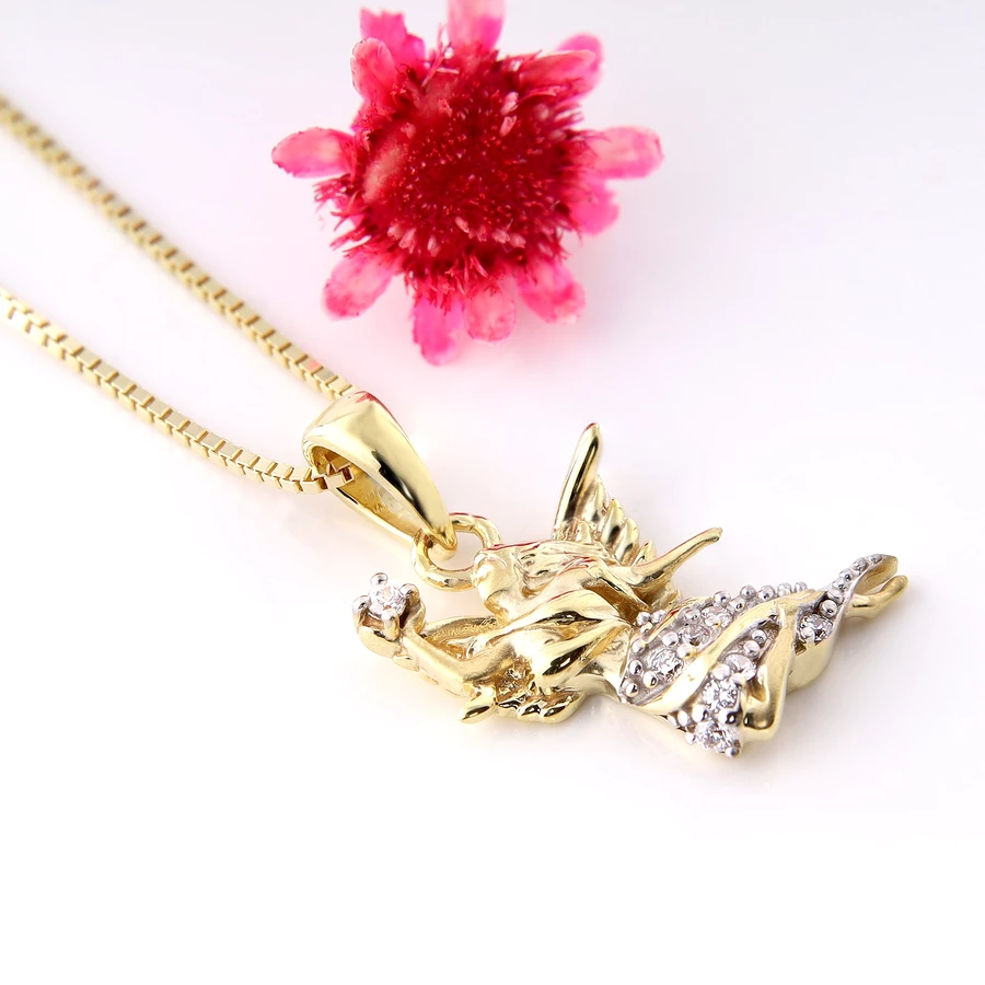 Acalee Kinder Goldkette mit Engel Gold 333  8K Halskette gold