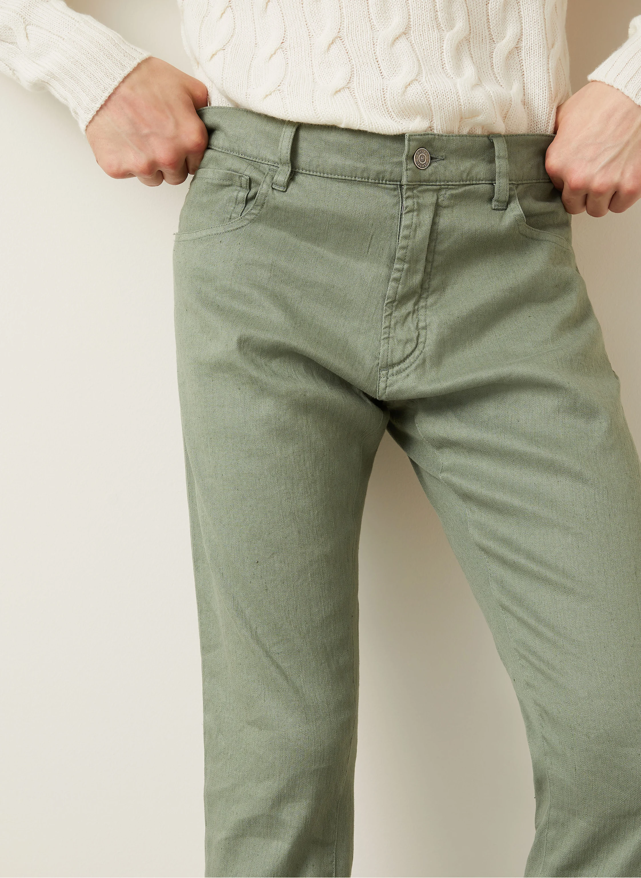 RALPH LAUREN PURPLE LABEL Hose Slim Fit mit Leinen