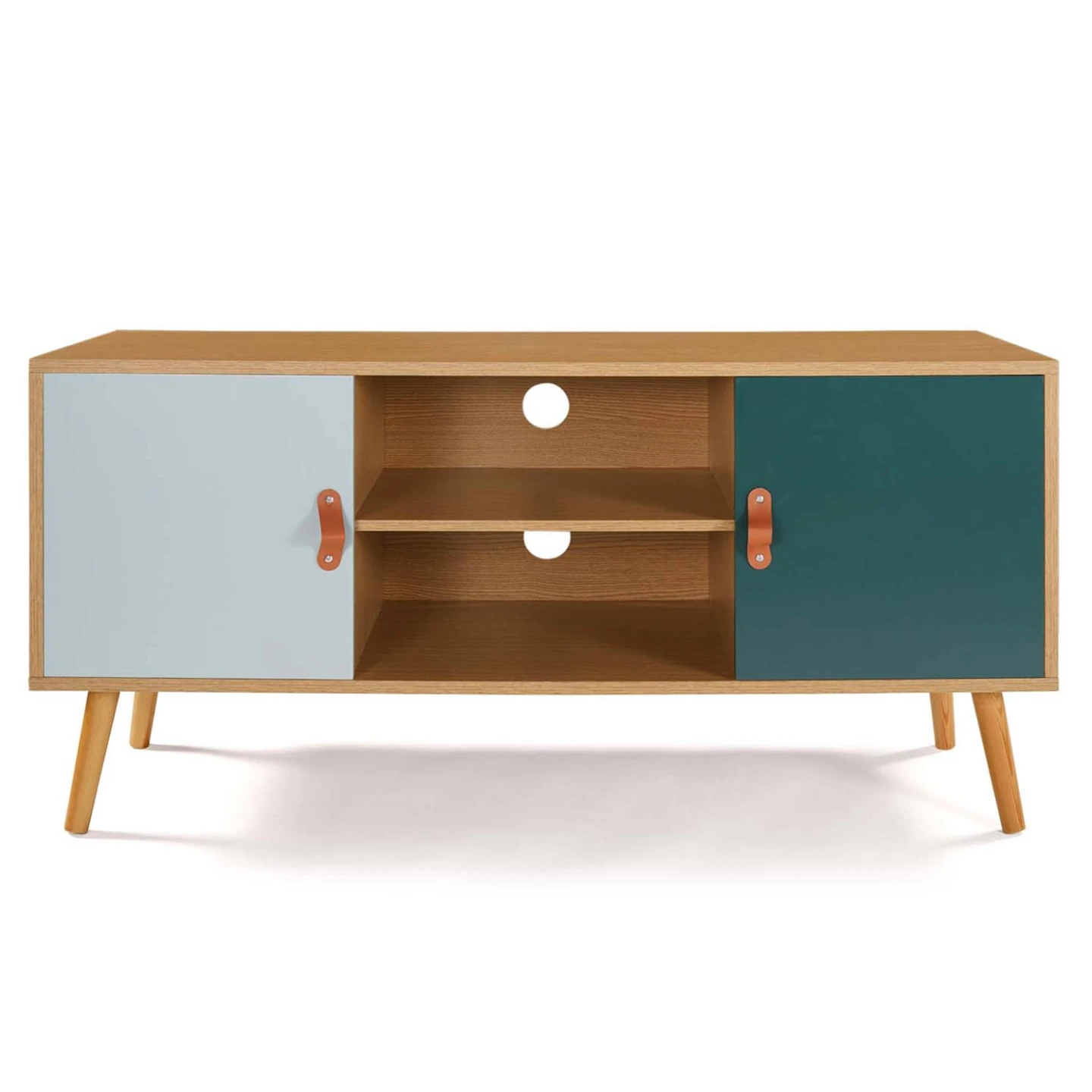 Meuble TV 113 cm scandinave ALIZE bois et vert