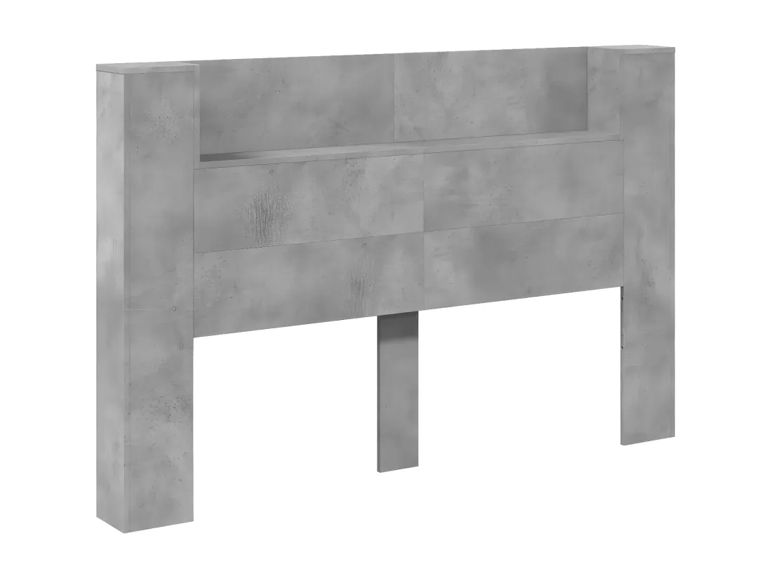 Armoire tête de lit avec LED gris béton 160x16,5x103,5 cm
