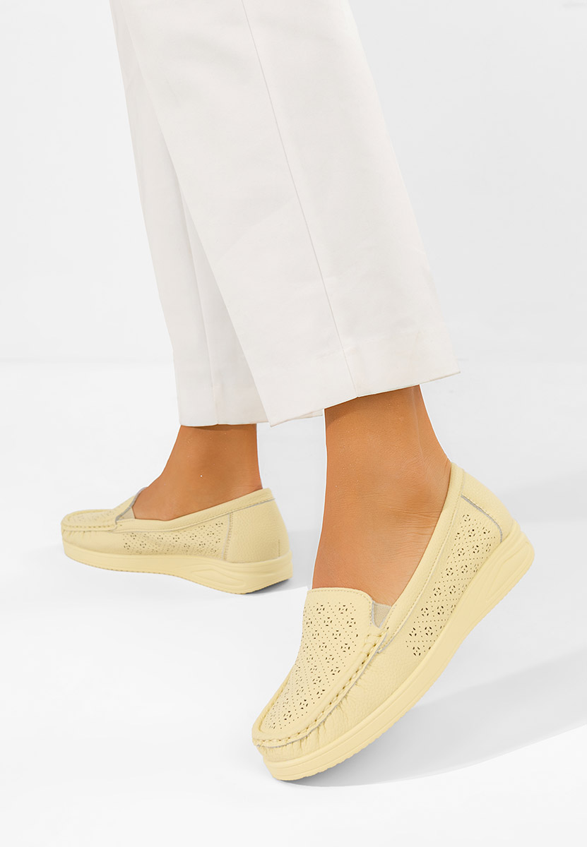 Mocassins femme jaunes Valelia