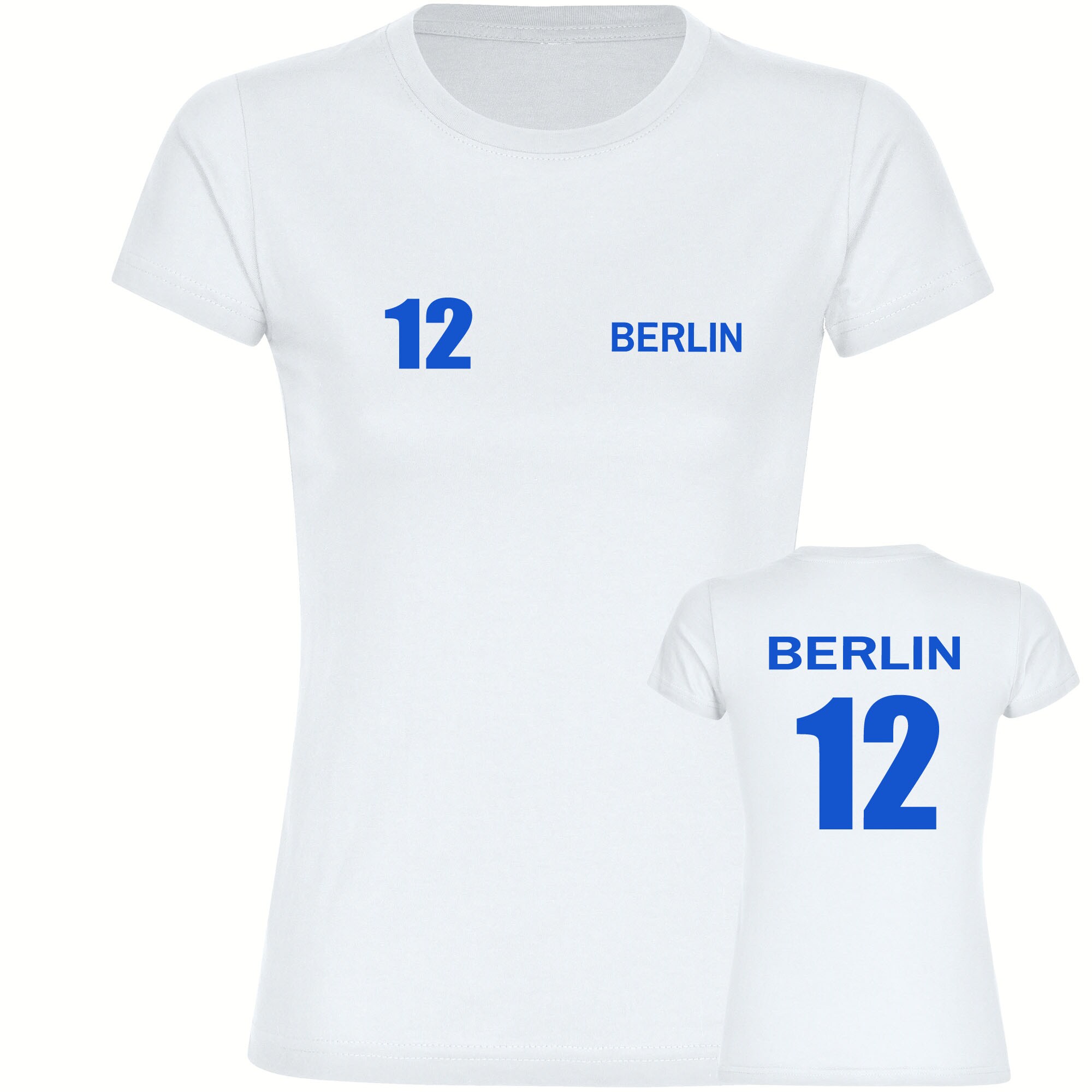 multifanshop® Damen T-Shirt - Berlin blau - Trikot Nummer 12 - Druck blau