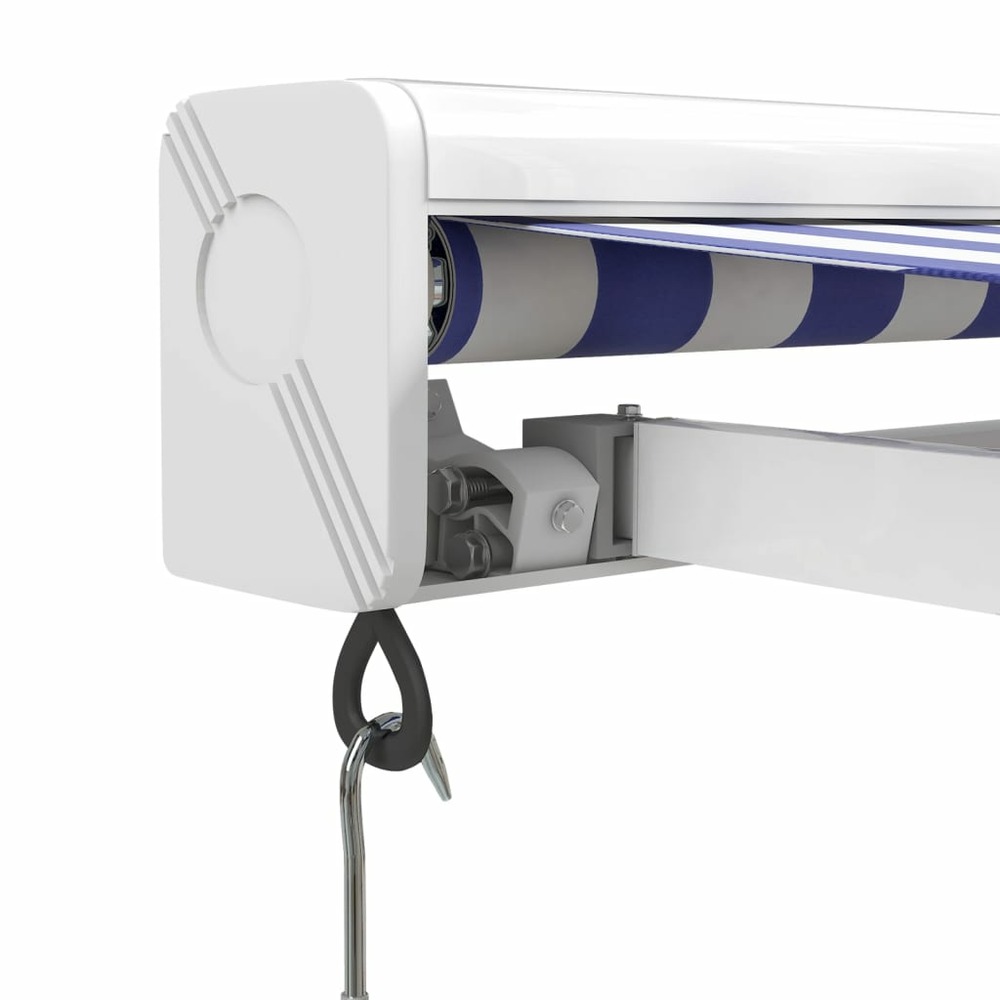 Auvent rétractable bleu et blanc 3,5x2,5 m tissu et aluminium