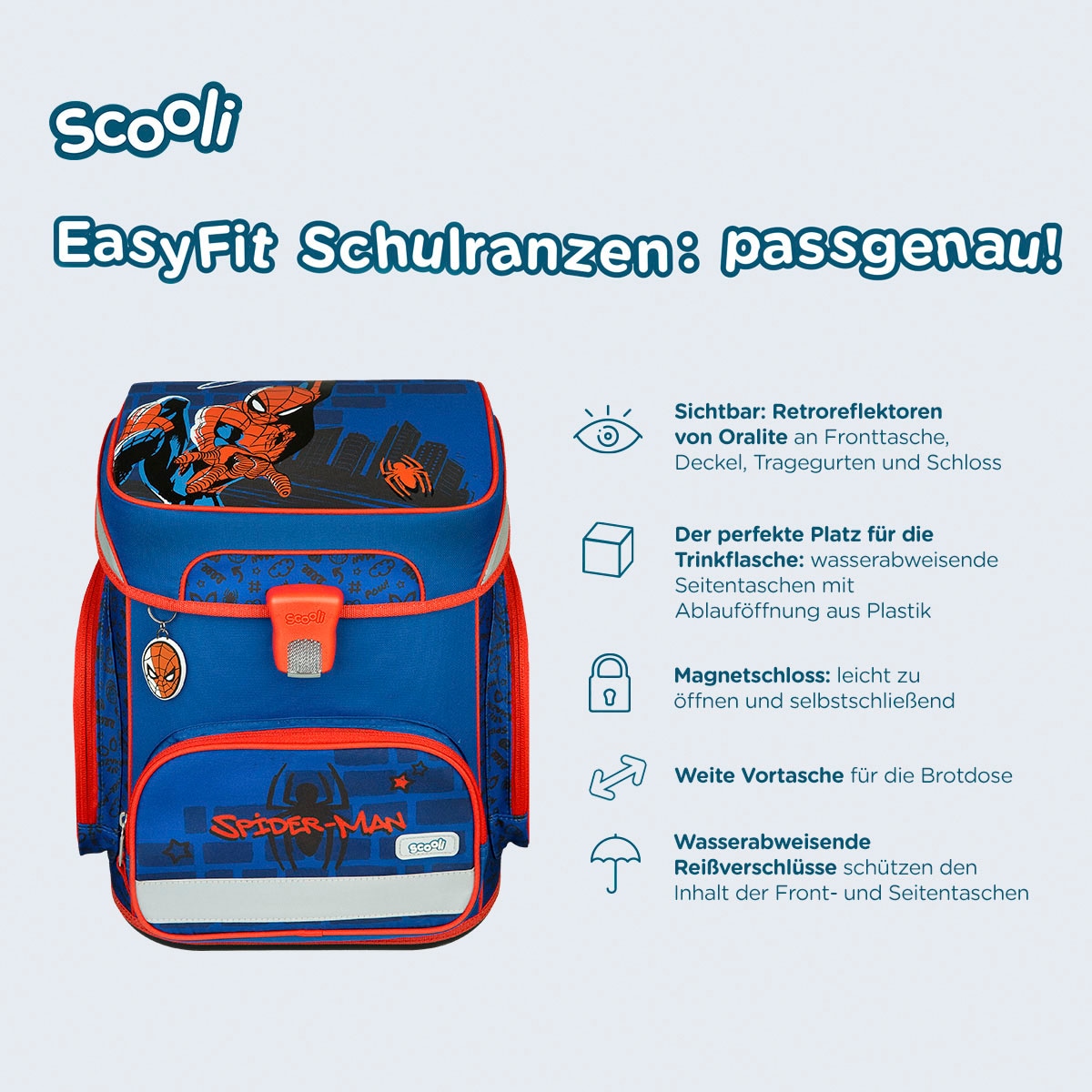 Scooli Schulranzen »EasyFit, Spider Man« Reflektoren