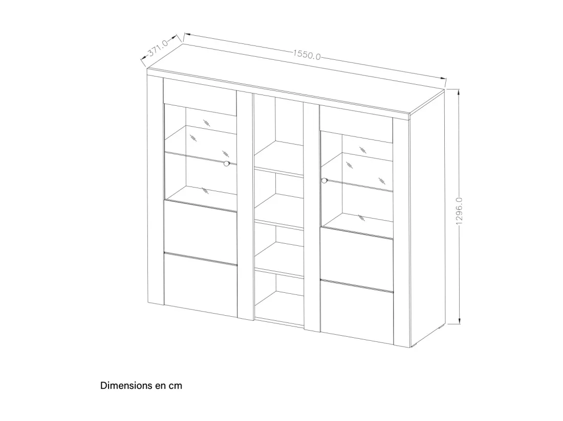 Vaisselier 2 portes avec LED Amaury Bois Blanc