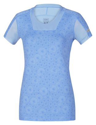 GORE RUNNING WEAR Maillot Manches Courtes AIR LADY PRINT Bleu Femme