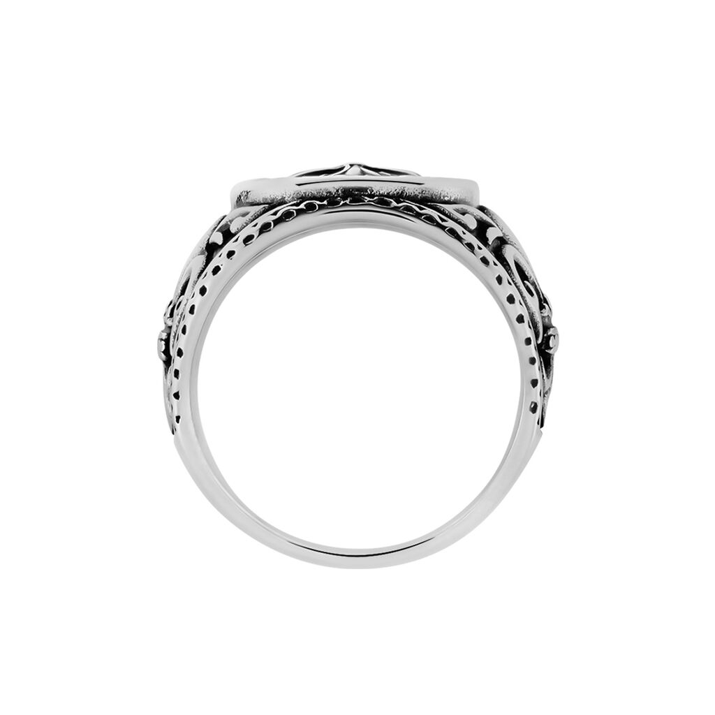 Bague Achille Acier Blanc Oxyde Noir