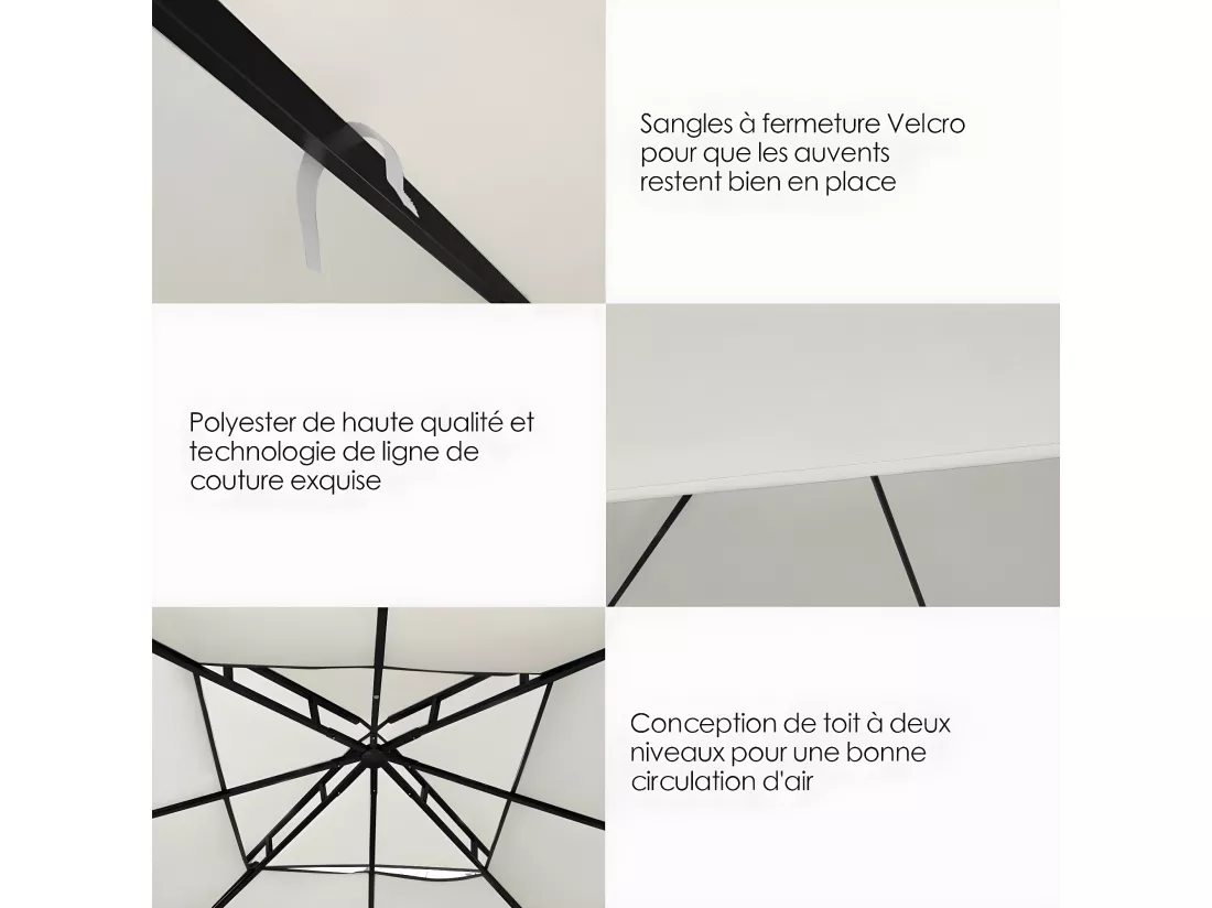 Toile de Rechange en Plastique et vinyle Impérméable de Jardin pour Pavillon Tonnelle 3 x 3 M Tente Beige