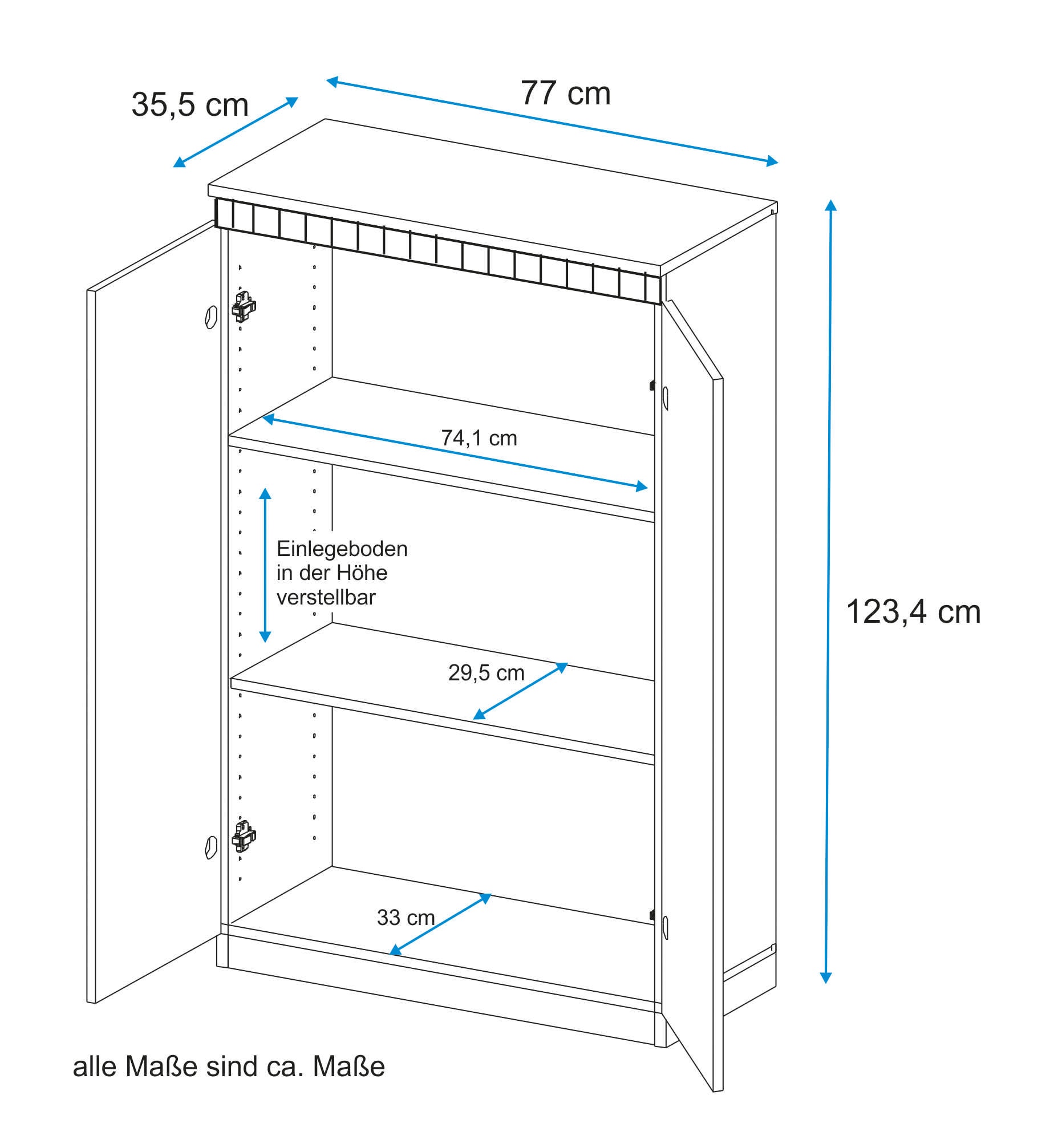 VOGL Möbelfabrik Aktenschrank »Hans« mit Metallgriffen, 3 grosse Fächer, Höhe 124 cm Made in Germany