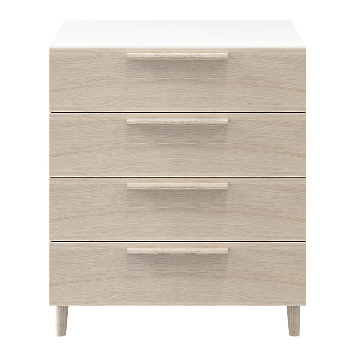 Commode sur pieds blanche et effet chêne 4 tiroirs GoodHome Atomia H. 86 x L. 75 x P. 47 cm