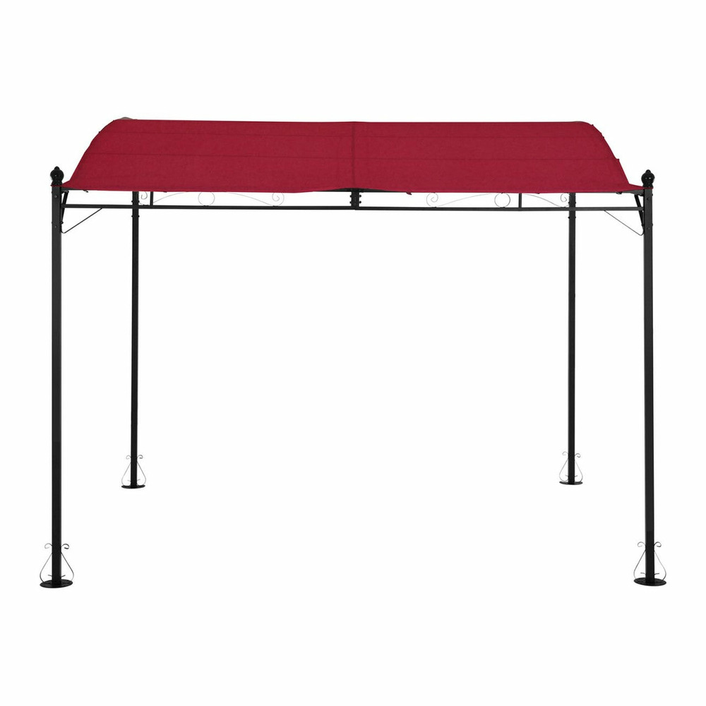 Pergola pavillon barnum tonnelle tente abri gazebo de jardin terrasse beige inclinée rouge 2,6 x 3 m