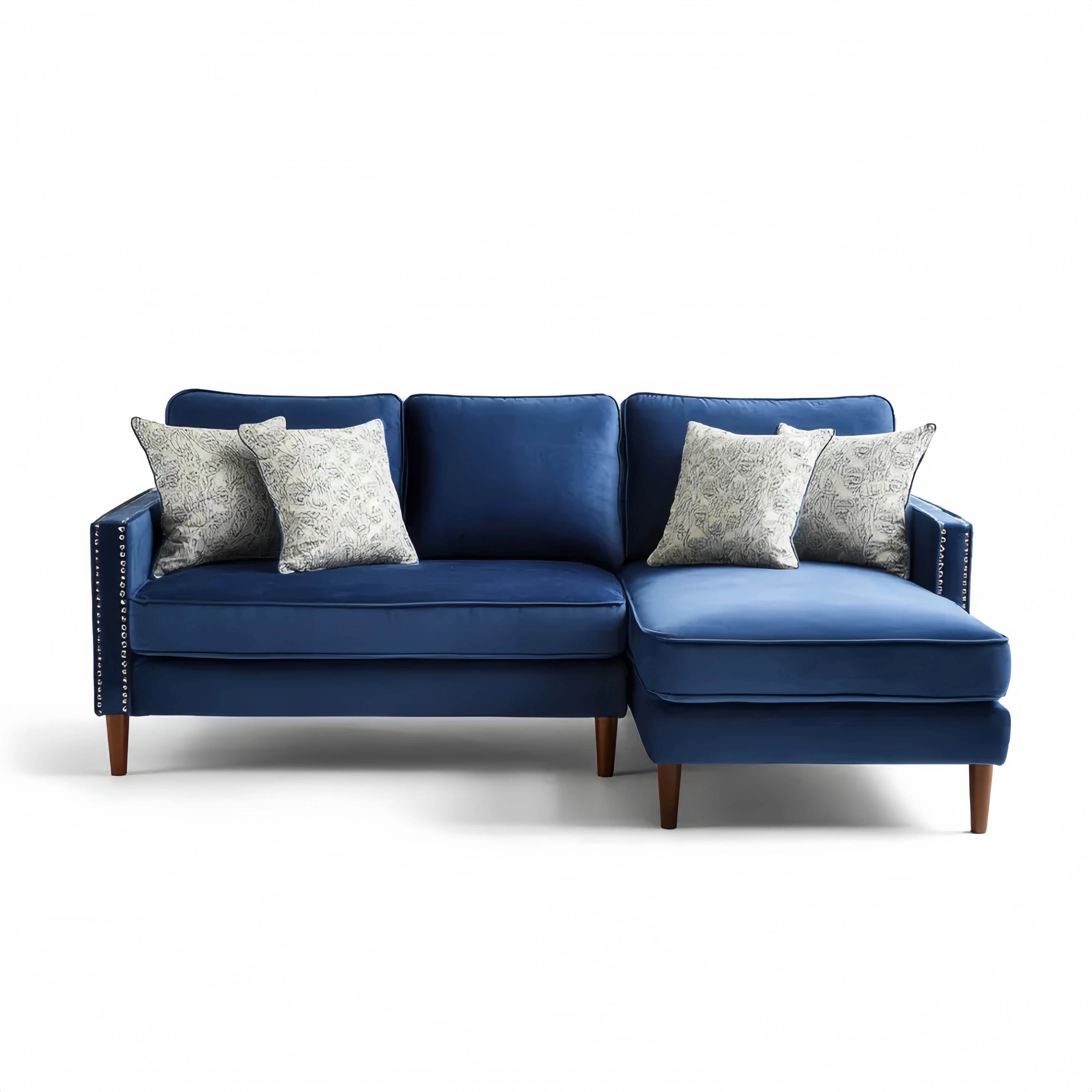 Ecksofa Samt 220x150x85 cm – Blau – Modernes Design