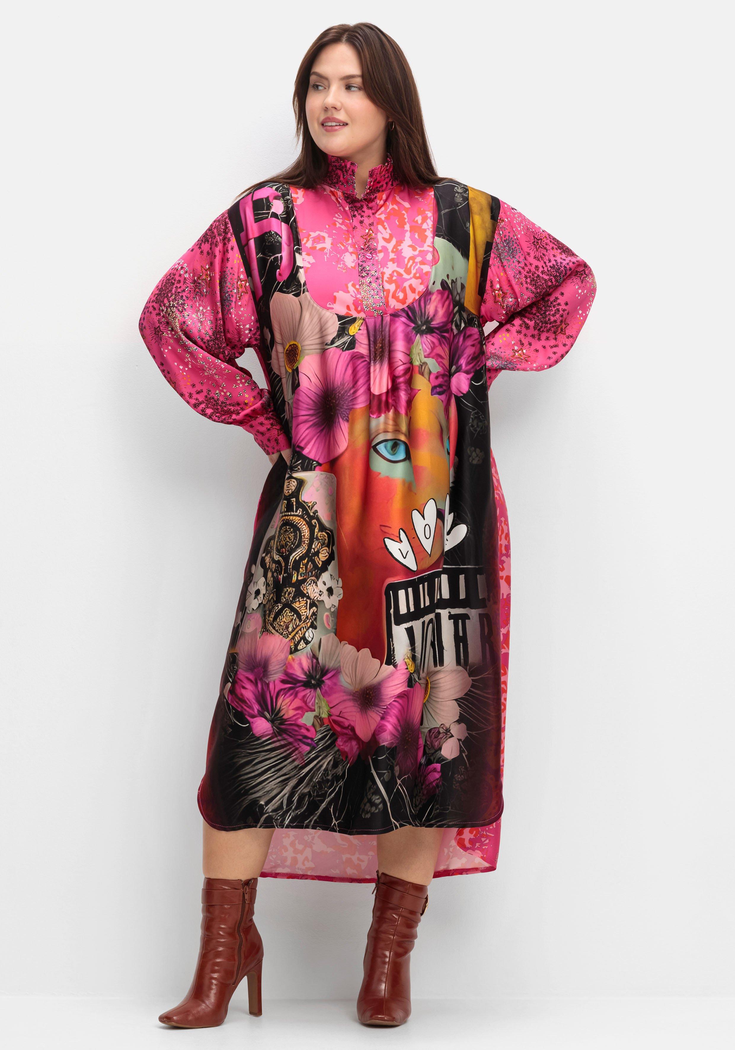 Maxikleid im Mustermix, aus Viskose-Satin