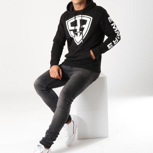 Sweat Capuche 93 Empire Sleeves Noir Blanc