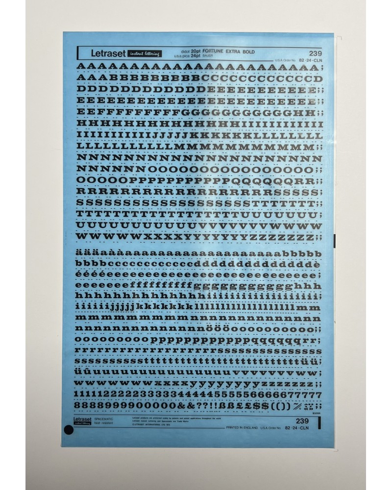 Letraset 239 - FORTUNE EXTRA BOLD 20/24pt