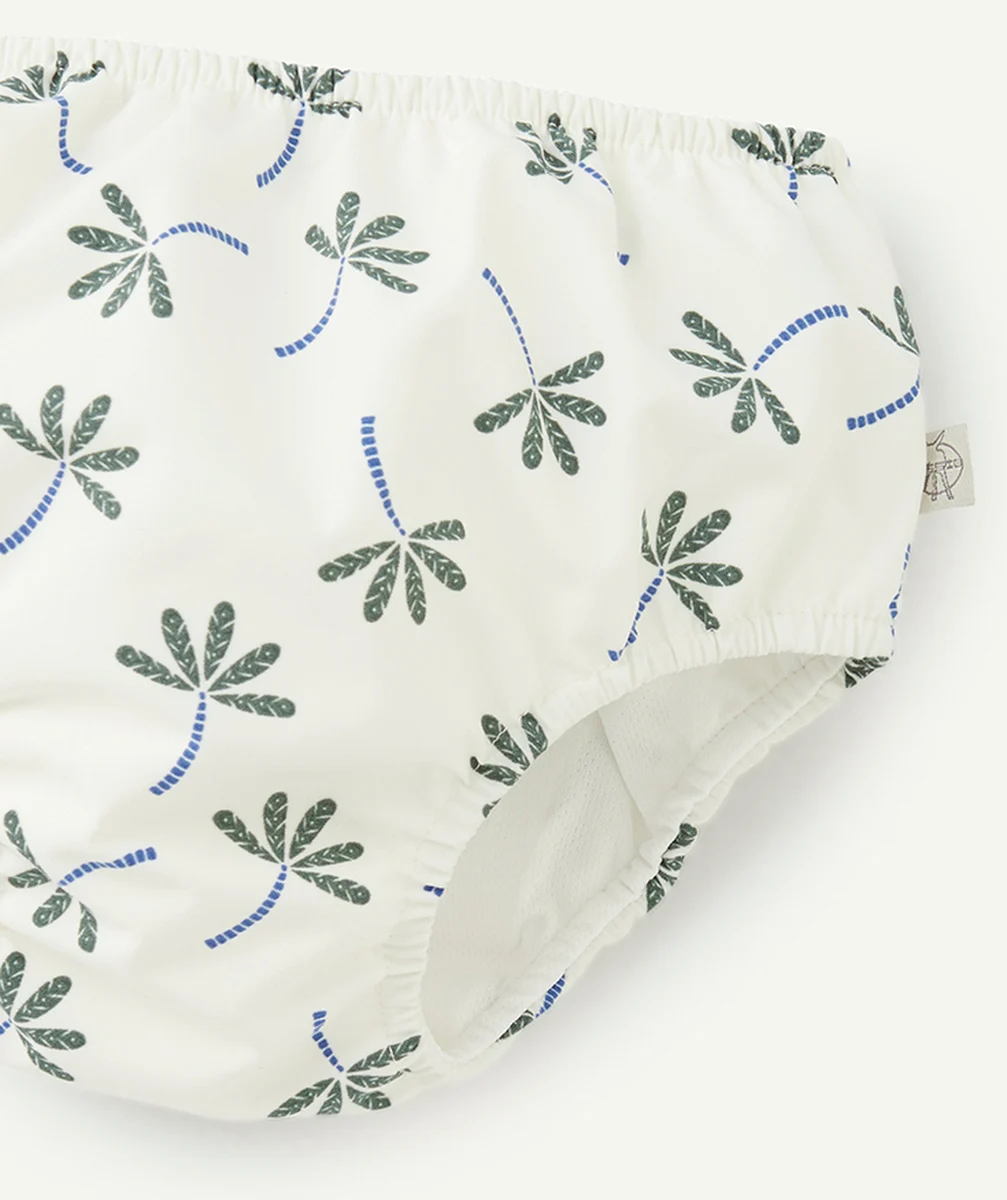 LASSIGMAILLOT DE BAIN COUCHE RÉUTILISABLE BÉBÉ FILLE BLANC AVEC IMPRIMÉ PALMIERS