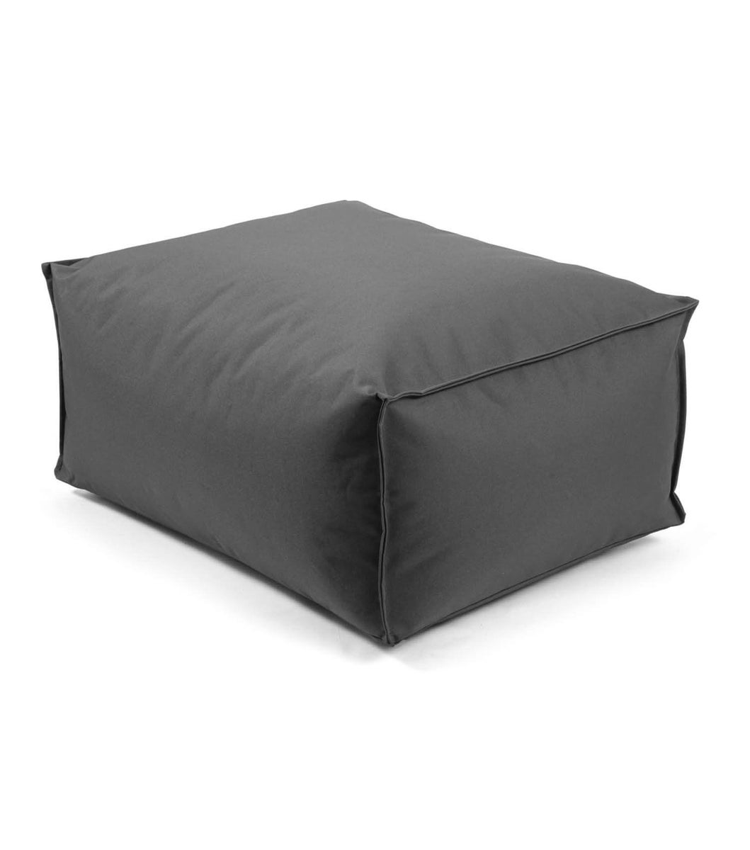 Buitenpoef, kruk 60x45cm in antraciet/zwart voor balkon en tuin 'The Calm One' vierkant vloerkussen, zitkubus, voetenbankje, poef, bijzettafel, EPS-korrelvulling, geschikt voor binnengebruik