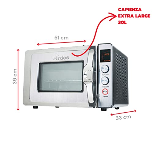 ARDES   Four à pression 30 Litres   Four à pression électrique avec 9 programmes de cuisson avec minuterie, double vitrage avec accessoires CARLOMAGNO AR6430PR : Cuisine et Maison