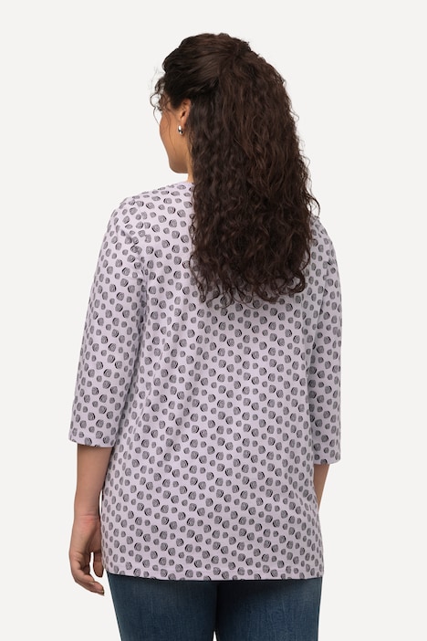 Shirt, Punkte, A-Linie, Carree-Ausschnitt, 3/4-Arm