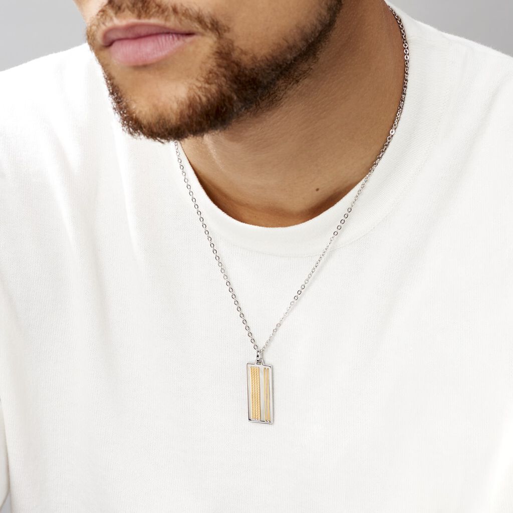 Collier Acier Blanc Et Plaqué Or Apollo
