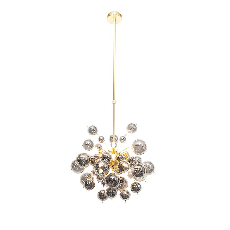 Design hanglamp messing met glas smoke 8-lichts - Explode
