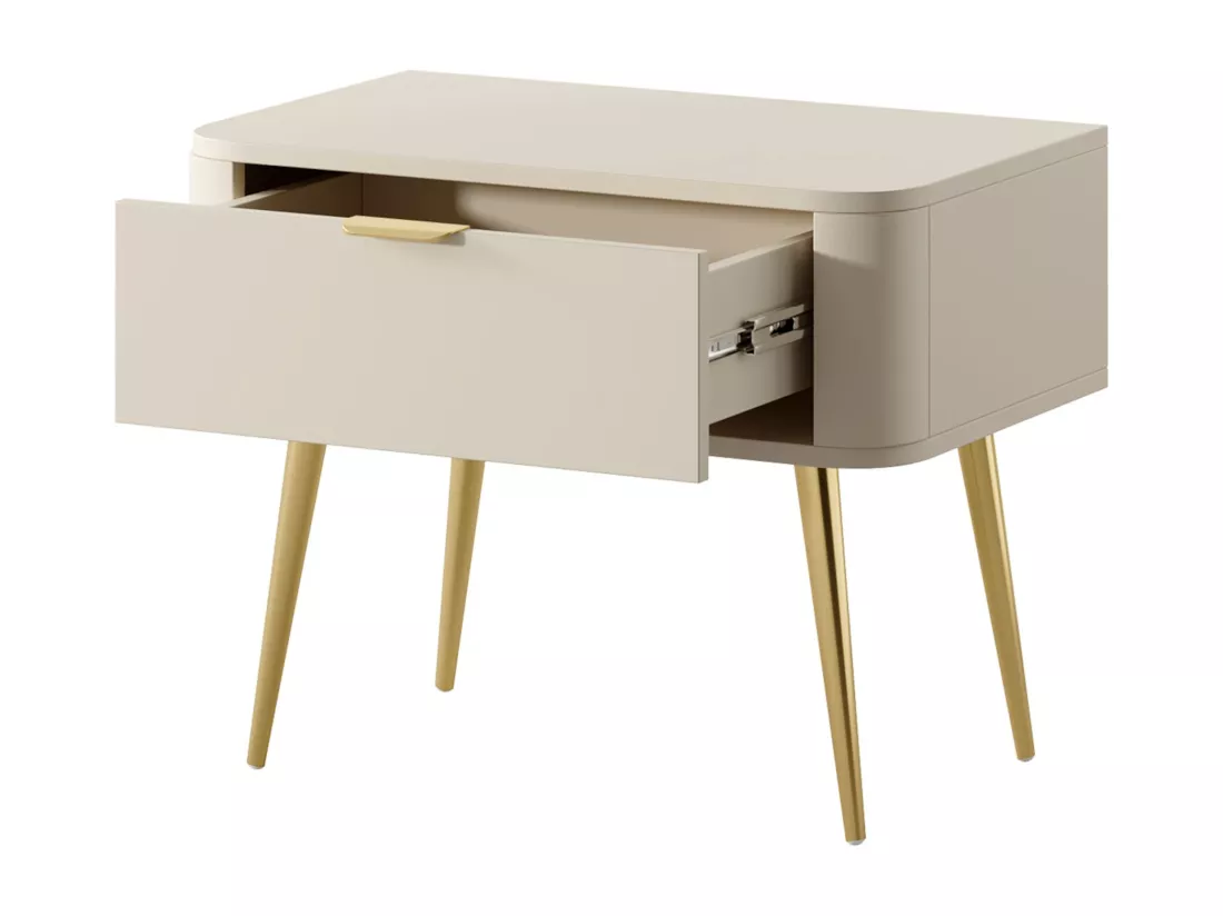 Table de chevet - avec tiroir - 63 cm - beige- OVAL