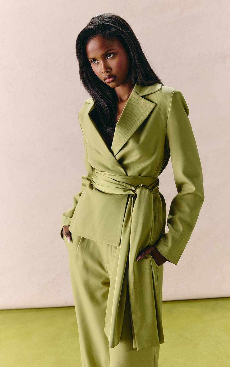 Vert Pomme Pantalon Large Tissé Ensemble Coordonné