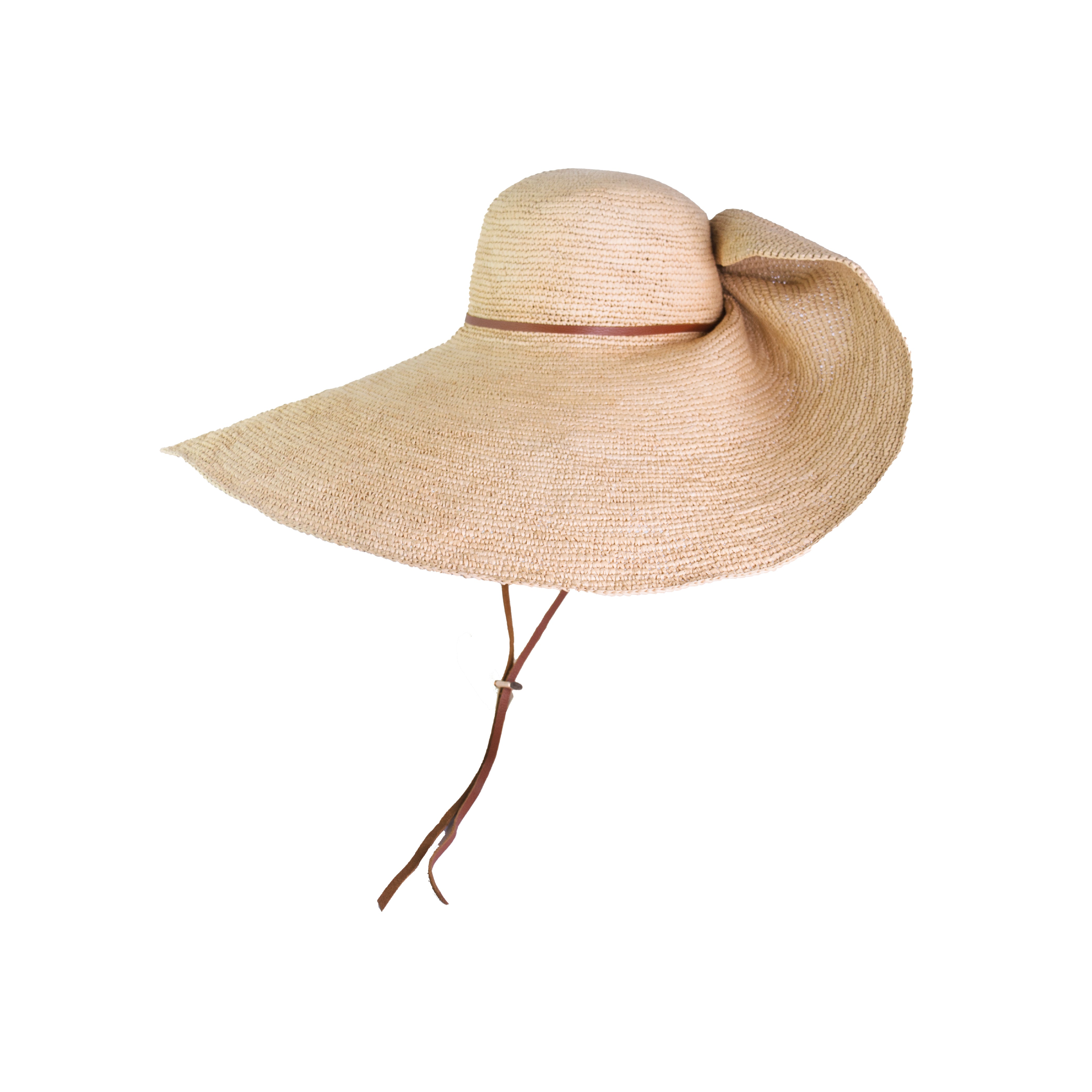 Chapeau Panama glamour en crochet avec bandeau en cuir