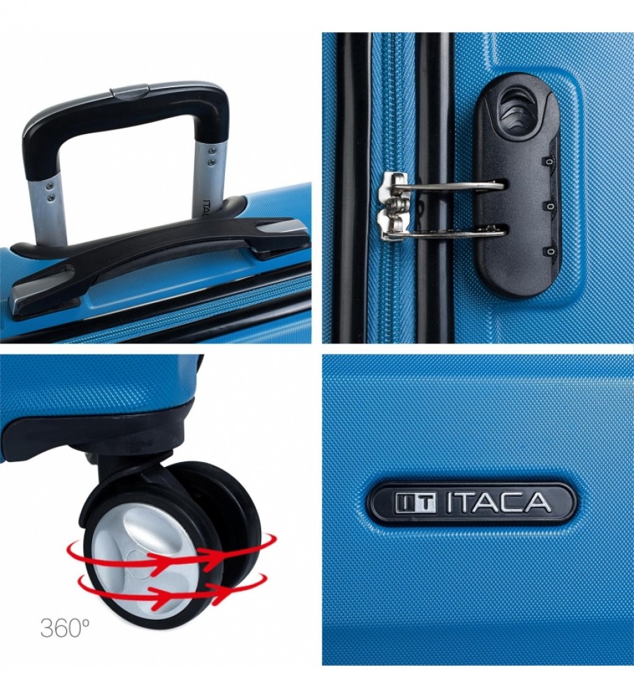 Mala rígida grande ITACA XL com 4 rodas T71670 Azul - 77 x 48 x 29 cm -