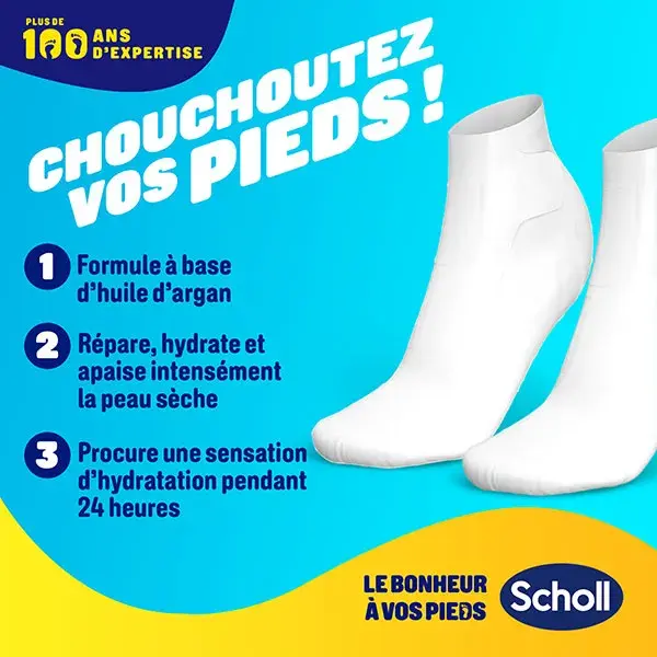 Máscara Nutritiva para os Pés Scholl Expert Care com Óleo de Argan, 1 par