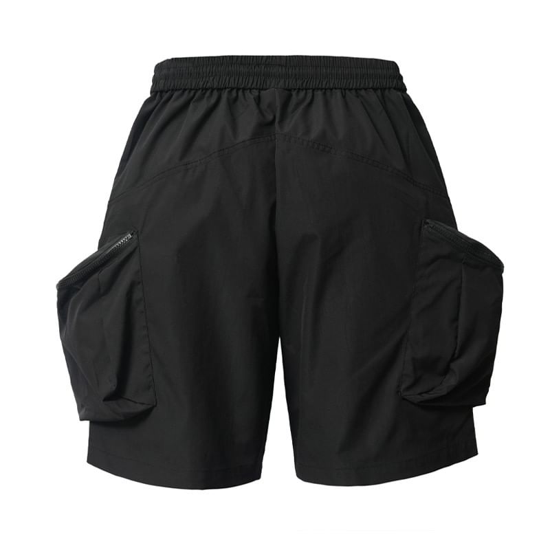 Larvyre - Hoge taille effen cargo shorts