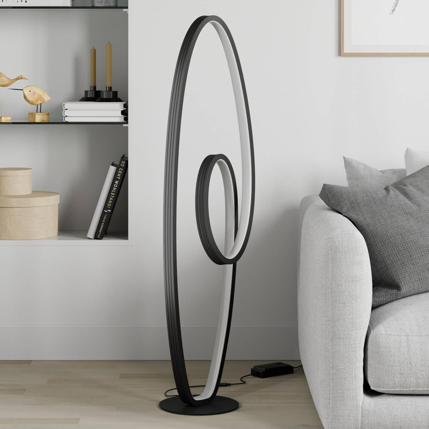Lucande LED Stehlampe Bronwyn dimmbar (Modern) in Schwarz aus Aluminium (1 flammig,) - Stehleuchte Floor Lamp Standleuchte Wohnzimmerlampe Wohnzimmerleuchte