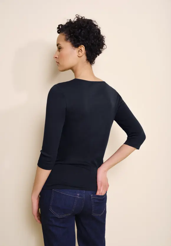Shirt in Unifarbe - deep blue