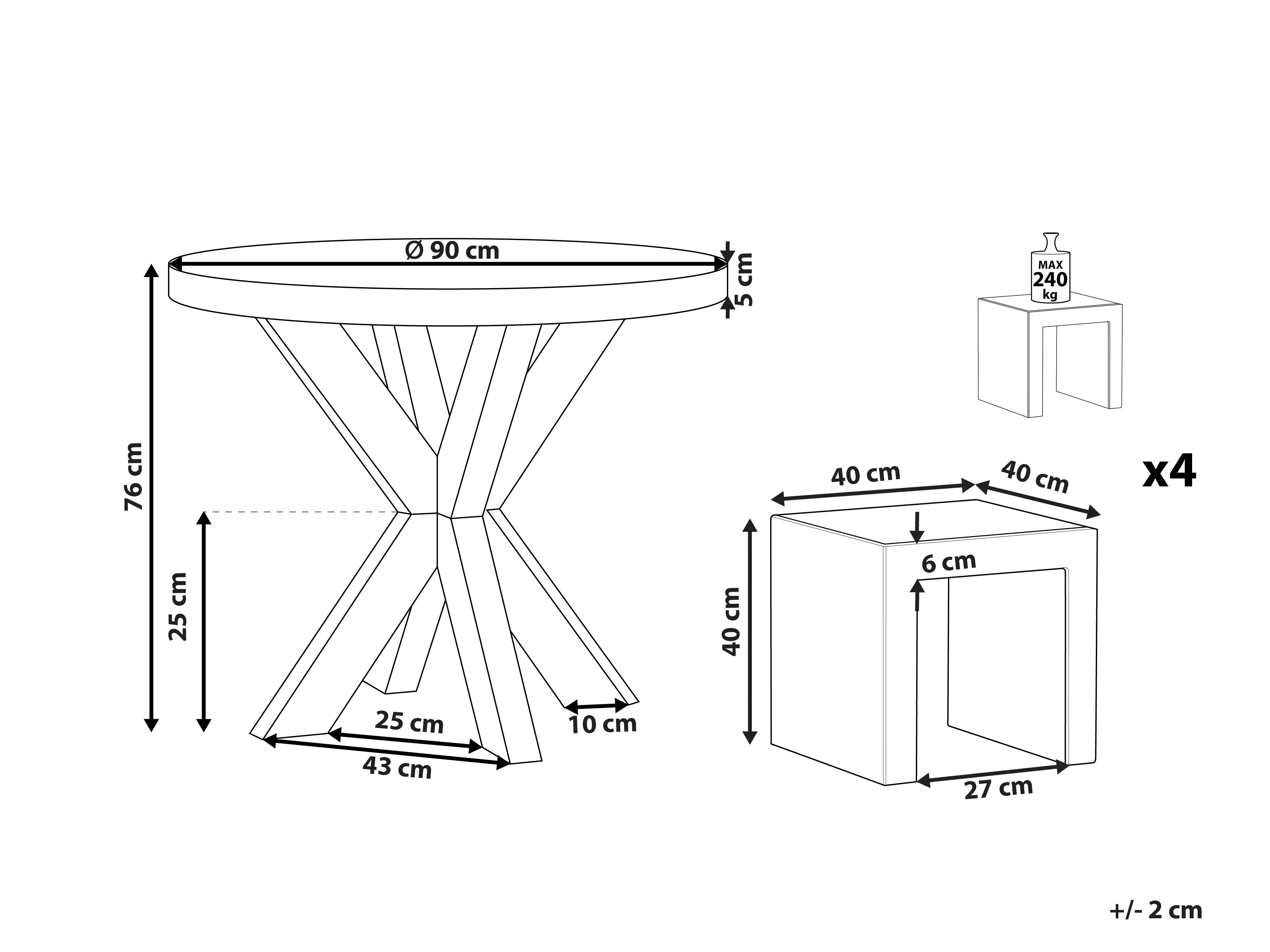 Tuinset met krukken 4-zits OLBIA/TARANTO Beton Grijs