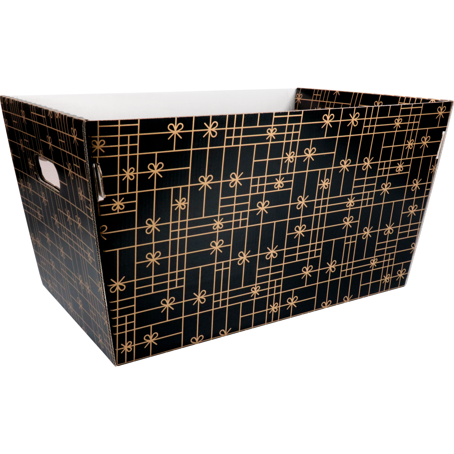 Mand, golfkarton, 43.2x27x25.8cm, rechthoekig, zwart/goud