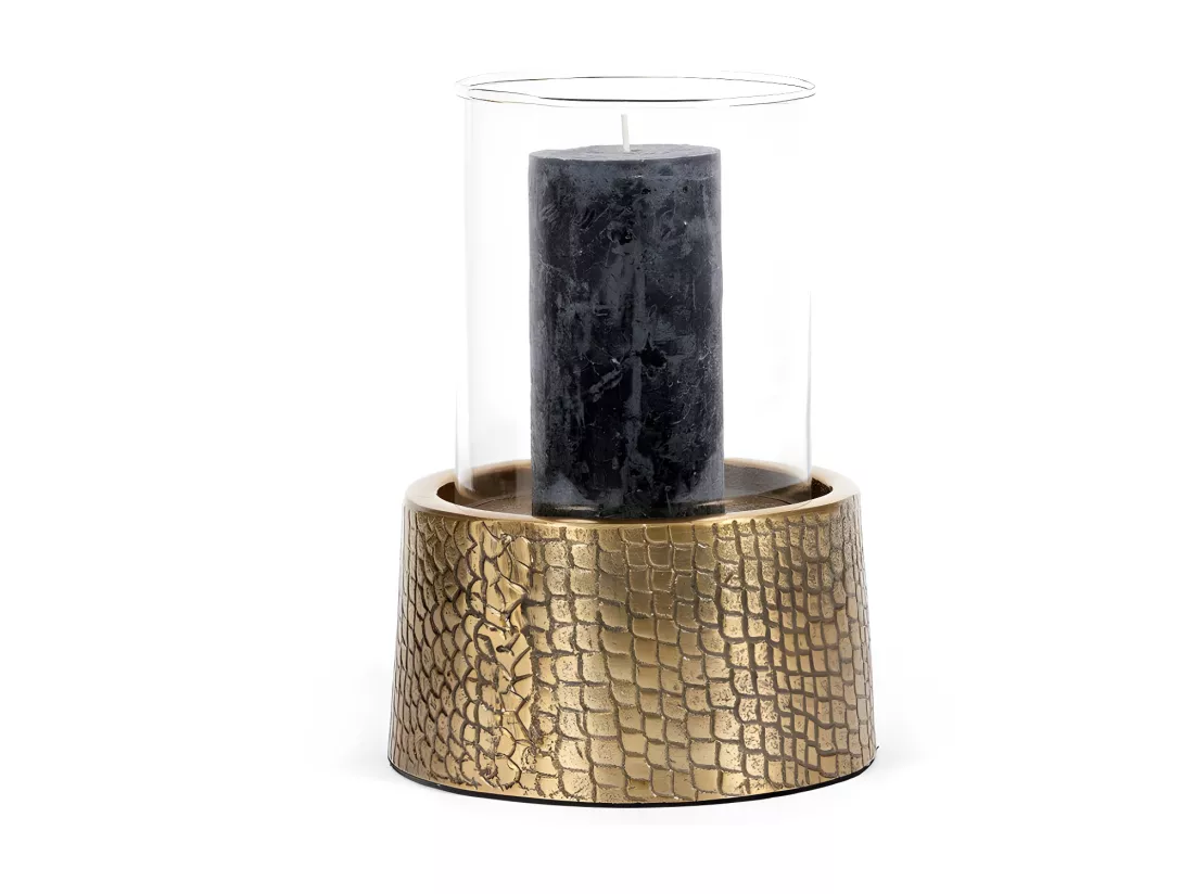 Le Bougeoir Croco avec Verre - Laiton - L