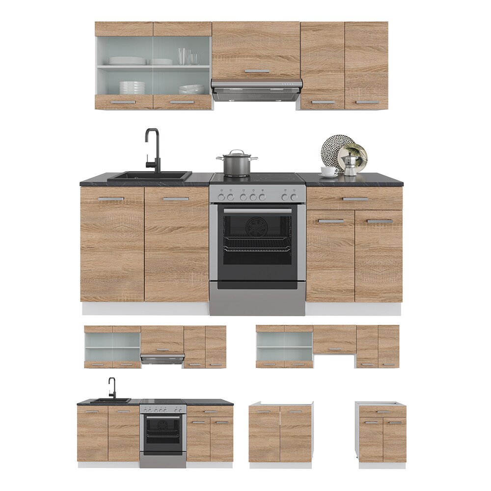 Vicco KÜCHE R-LINE 200CM KÜCHENZEILE KÜCHENBLOCK EINBAU Sonoma